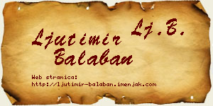Ljutimir Balaban vizit kartica